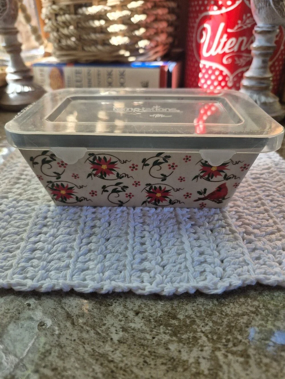 ❤️‍🔥New Temp-tations Tara Holiday Stoneware Poinsettia Cardinal Mini Loaf Pan